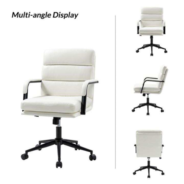White Faux Leather Indigo Office Chair