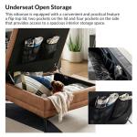 Camel Faux Leather Irvin Flip-Top Storage Ottoman