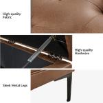 Camel Faux Leather Irvin Flip-Top Storage Ottoman