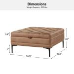 Camel Faux Leather Irvin Flip-Top Storage Ottoman