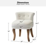 Ivory Velvet Lera Vanity Stool