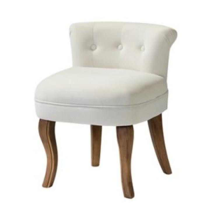 Ivory Velvet Lera Vanity Stool