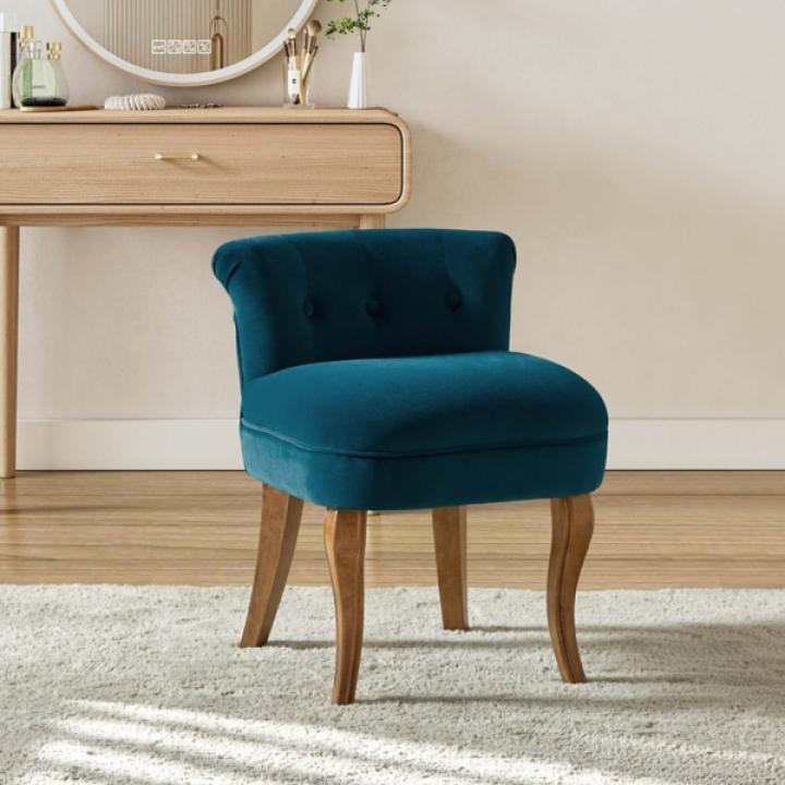 Teal Velvet Lera Vanity Stool