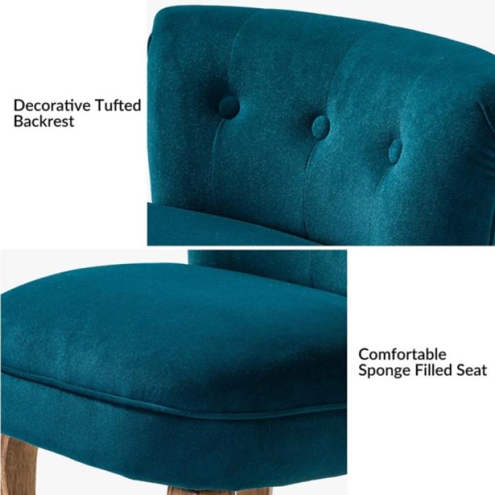 Teal Velvet Lera Vanity Stool