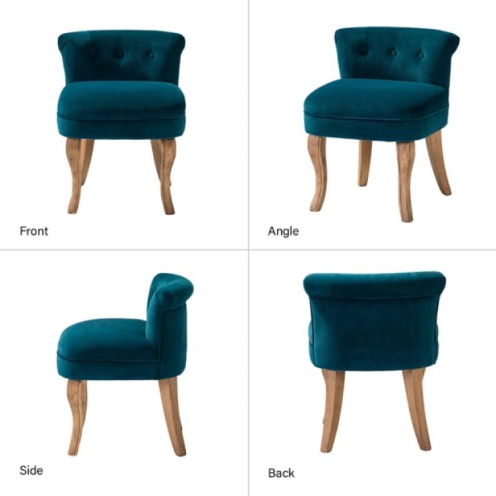 Teal Velvet Lera Vanity Stool