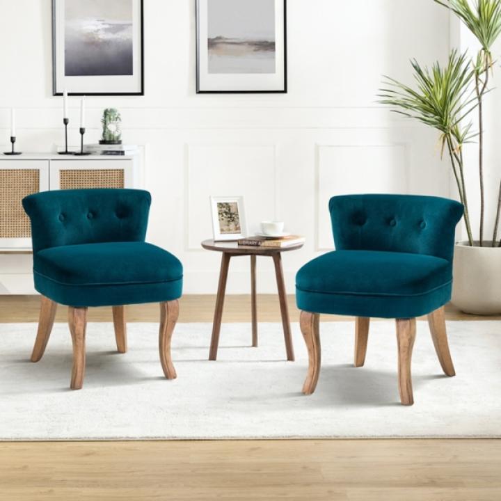 Teal Velvet Lera Vanity Stool
