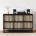 Enzo Black 6-Cube Record Storage Media Cabinet