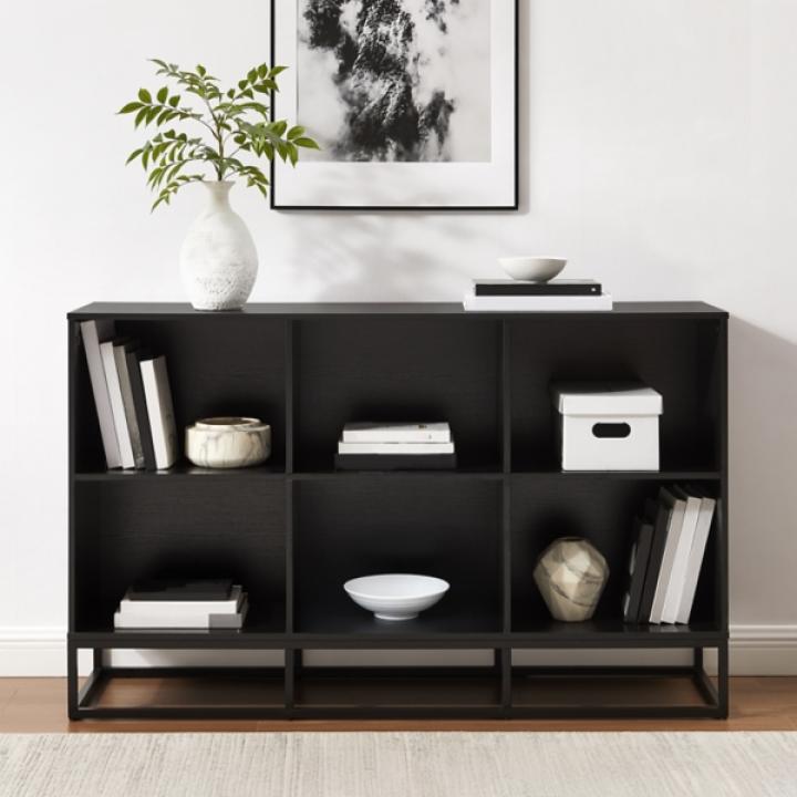 Enzo Black 6-Cube Record Storage Media Cabinet