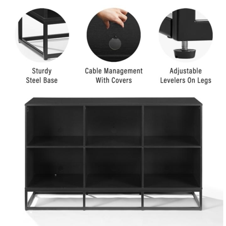 Enzo Black 6-Cube Record Storage Media Cabinet