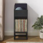 Enzo Black 2-Section Record Storage Media Cabinet