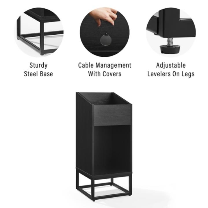 Enzo Black 2-Section Record Storage Media Cabinet