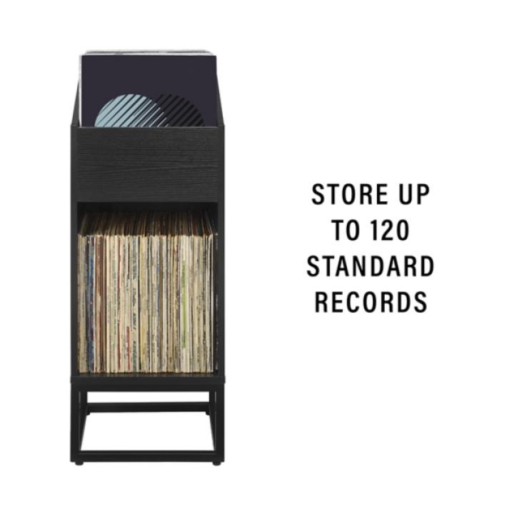 Enzo Black 2-Section Record Storage Media Cabinet