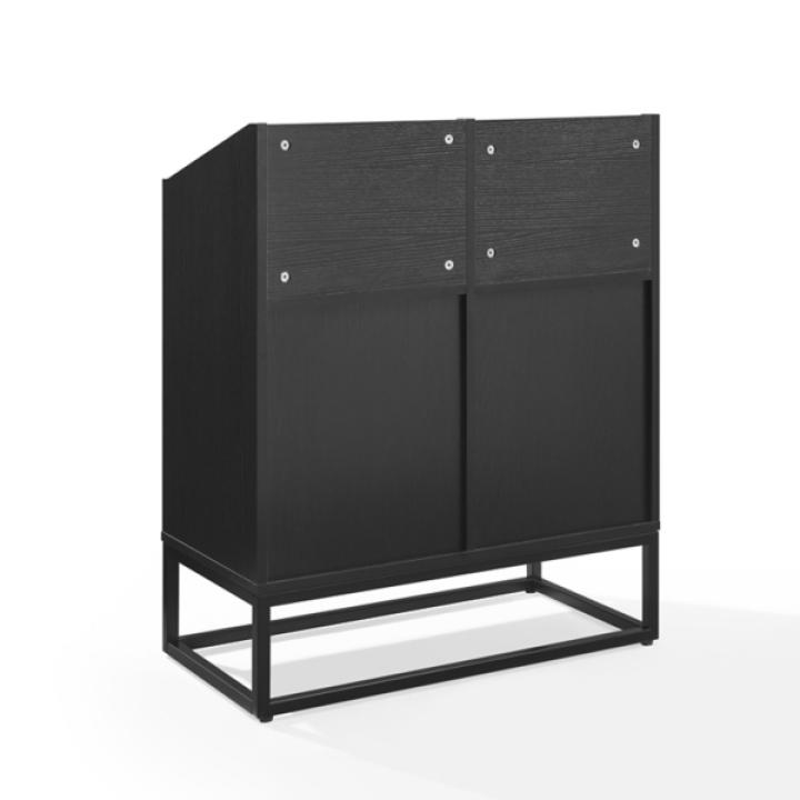 Enzo Black 4-Section Record Storage Media Cabinet