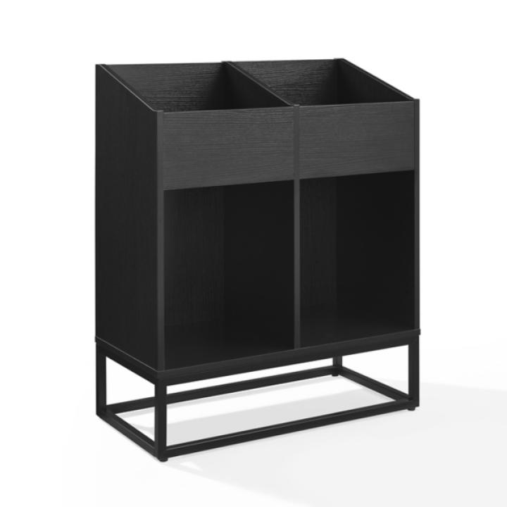 Enzo Black 4-Section Record Storage Media Cabinet