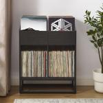 Enzo Black 4-Section Record Storage Media Cabinet