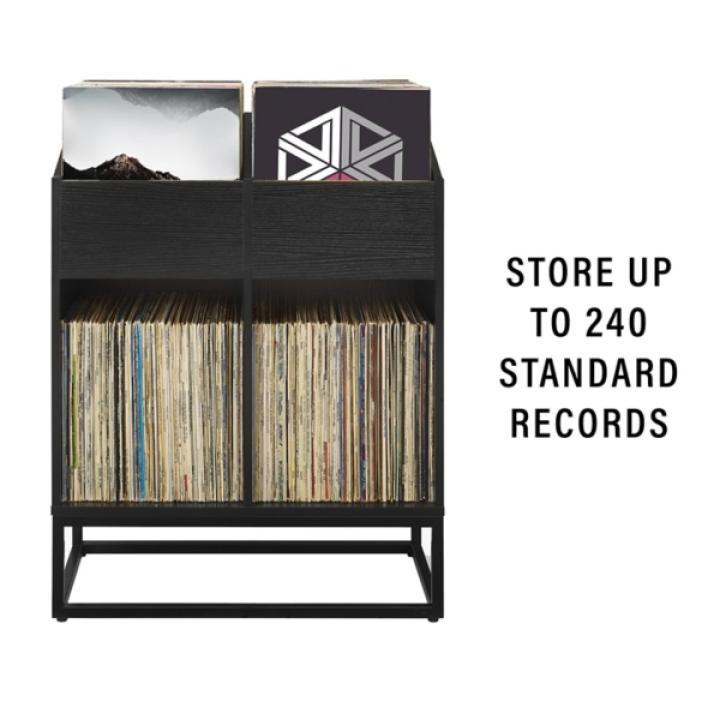 Enzo Black 4-Section Record Storage Media Cabinet