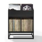 Enzo Black 4-Section Record Storage Media Cabinet