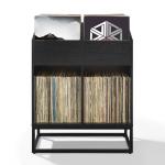 Enzo Black 4-Section Record Storage Media Cabinet