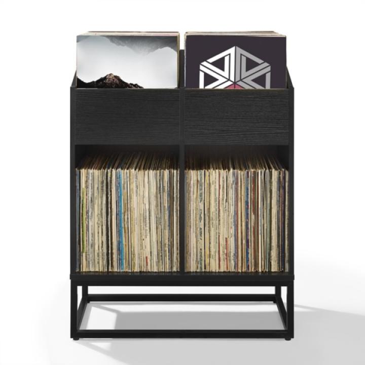 Enzo Black 4-Section Record Storage Media Cabinet