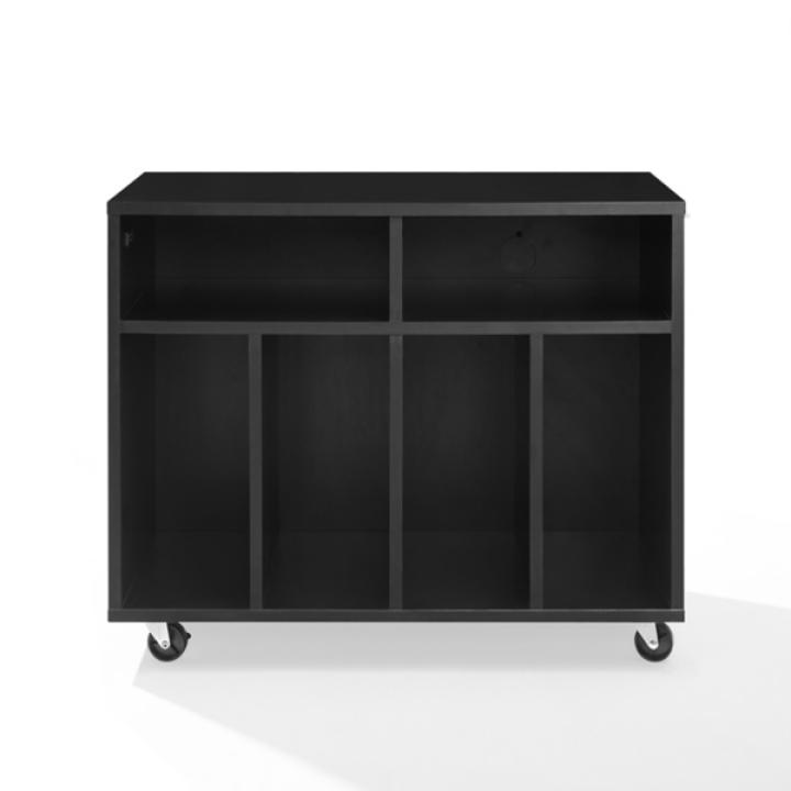 Carlo Black Rolling Record Storage Media Console