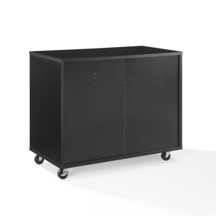 Carlo Black Rolling Record Storage Media Console