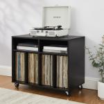 Carlo Black Rolling Record Storage Media Console