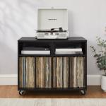 Carlo Black Rolling Record Storage Media Console