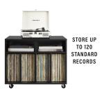 Carlo Black Rolling Record Storage Media Console