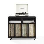 Carlo Black Rolling Record Storage Media Console