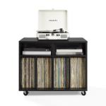 Carlo Black Rolling Record Storage Media Console
