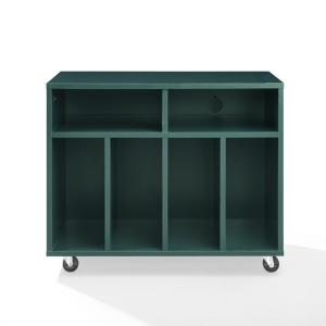 Carlo Teal Rolling Record Storage Media Console