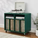 Carlo Teal Rolling Record Storage Media Console