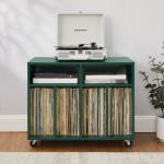 Carlo Teal Rolling Record Storage Media Console