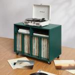 Carlo Teal Rolling Record Storage Media Console