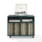 Carlo Teal Rolling Record Storage Media Console