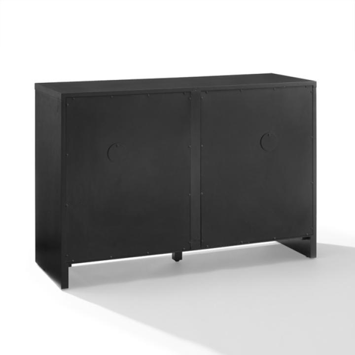 Kenji Black Rattan Record Storage Media Cabinet