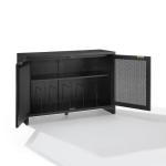 Kenji Black Rattan Record Storage Media Cabinet