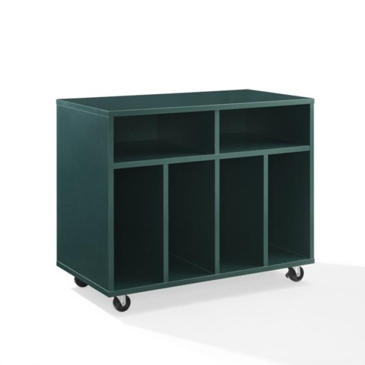Kenji Black Rattan Record Storage Media Cabinet
