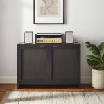 Kenji Black Rattan Record Storage Media Cabinet