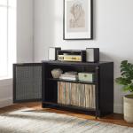 Kenji Black Rattan Record Storage Media Cabinet
