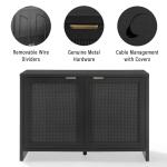 Kenji Black Rattan Record Storage Media Cabinet