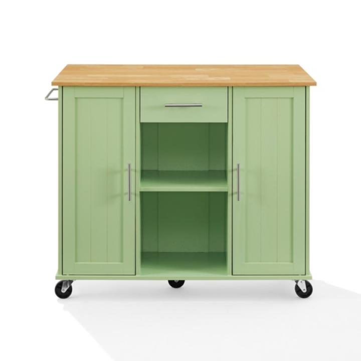 Stella Mint Drop-Leaf Kitchen Cart
