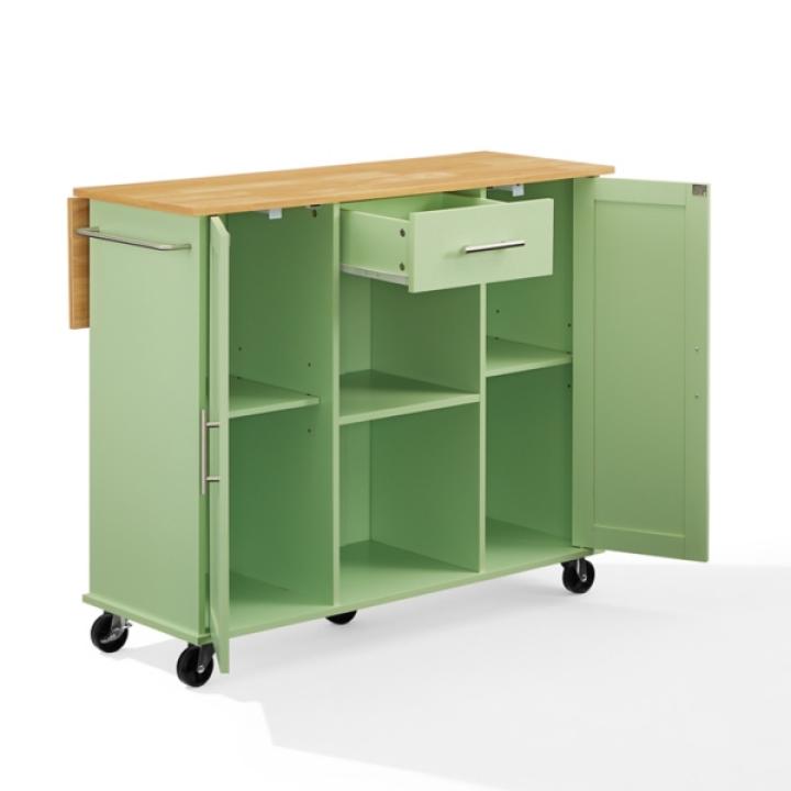 Stella Mint Drop-Leaf Kitchen Cart