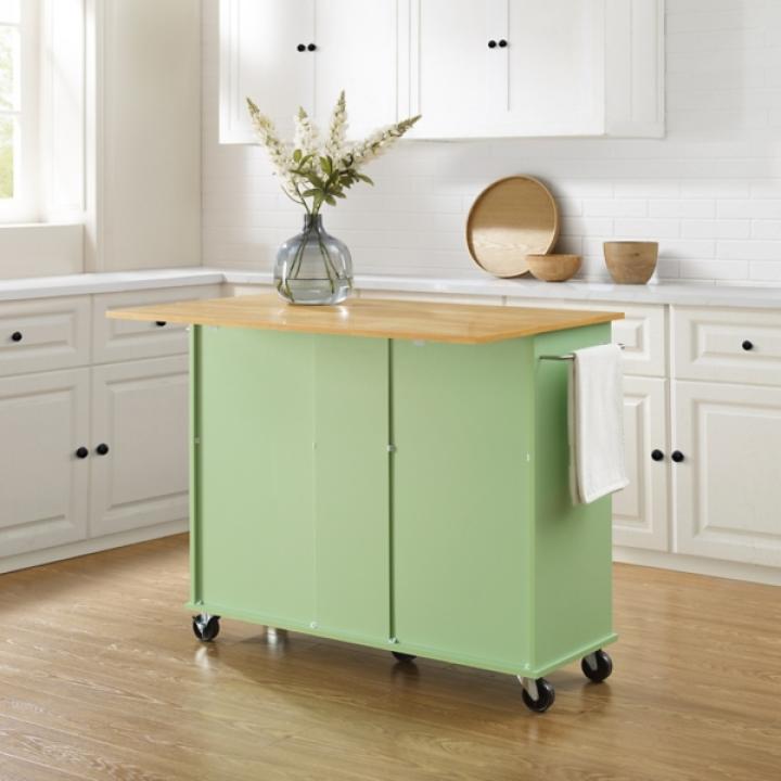 Stella Mint Drop-Leaf Kitchen Cart