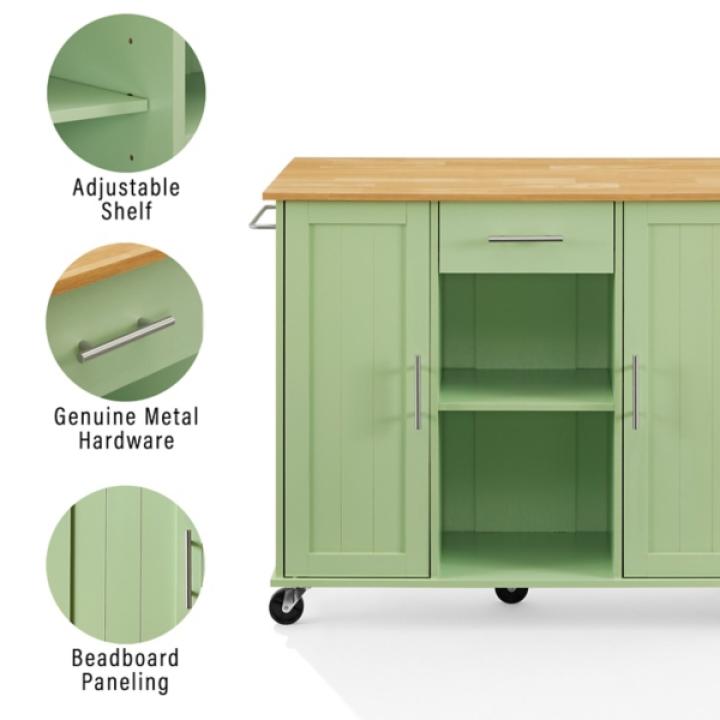 Stella Mint Drop-Leaf Kitchen Cart