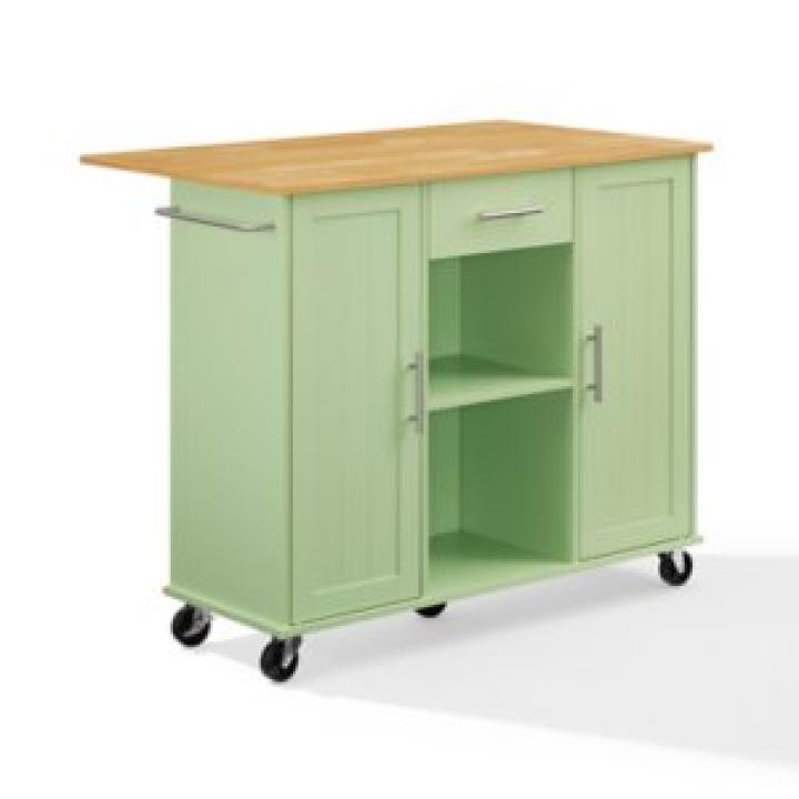Stella Mint Drop-Leaf Kitchen Cart
