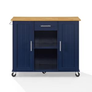 Stella Navy Drop-Leaf Kitchen Cart