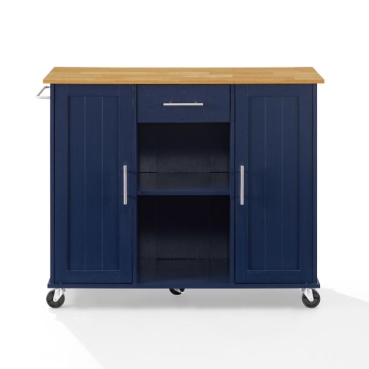 Stella Navy Drop-Leaf Kitchen Cart