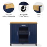Stella Navy Drop-Leaf Kitchen Cart