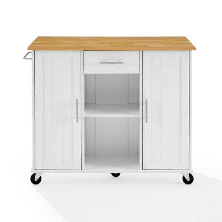 Stella White Drop-Leaf Kitchen Cart